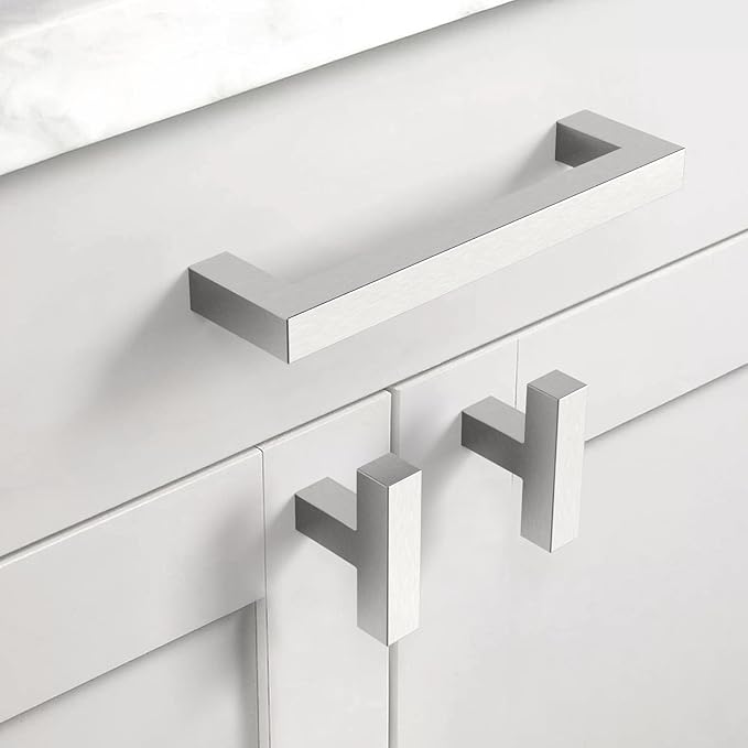 Asidrama 5 Pack 5 Inch(128mm) Brushed Satin Nickel Kitchen Cabinet Handles, Stainless Steel Cabinet Pulls Kitchen Cabinet Hardware for Cupboard Drawer Handles Dresser Pulls