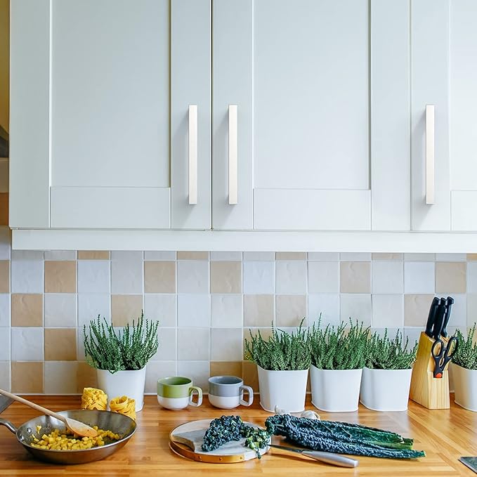 Asidrama 5 Pack 5 Inch(128mm) Brushed Satin Nickel Kitchen Cabinet Handles, Stainless Steel Cabinet Pulls Kitchen Cabinet Hardware for Cupboard Drawer Handles Dresser Pulls