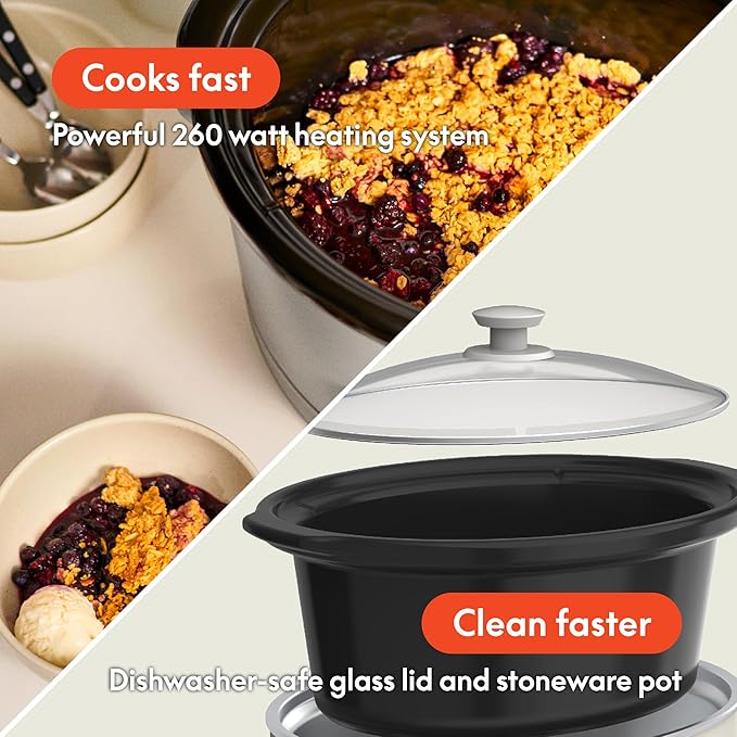 BELLA 6 Qt Programmable Slow Cooker, Ceramic Nonstick Coating, Adjustable Temperature, Dishwasher Safe, Stoneware Pot & Tempered Glass Lid – Open Box