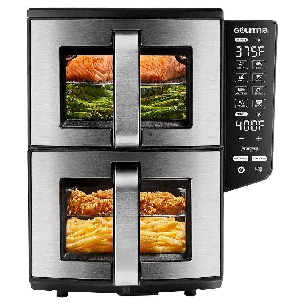 Gourmia Dual Basket Air Fryer, 11-Qt Double Decker Vertical Design – Open Box