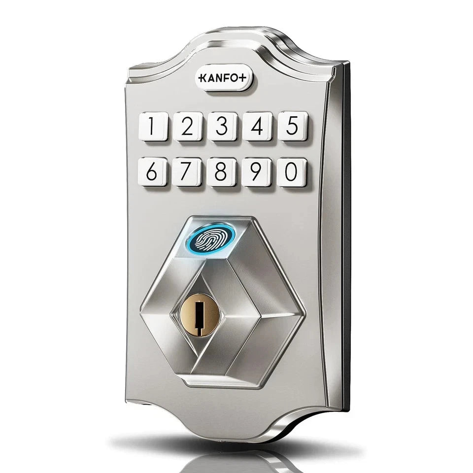 KS2 Fingerprint, Keyless Entry Deadbolt with Keypad, Electronic Deadbolt, Smart Locks for Front Door, with Code,Auto Lock,Easy Installation,Satin Nickel