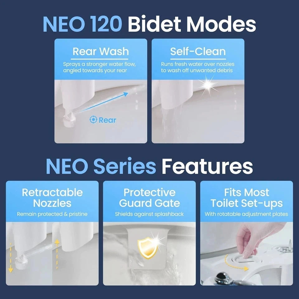 LUXE Bidet NEO 120 Single Nozzle, Self-Cleaning, Non-Electric Bidet Attachment