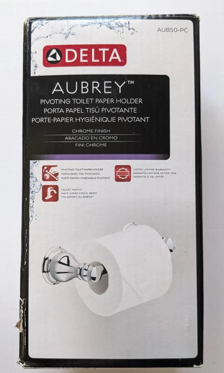 Delta Aubrey Pivot Arm Toilet Paper Holder AUB50-PC NOB