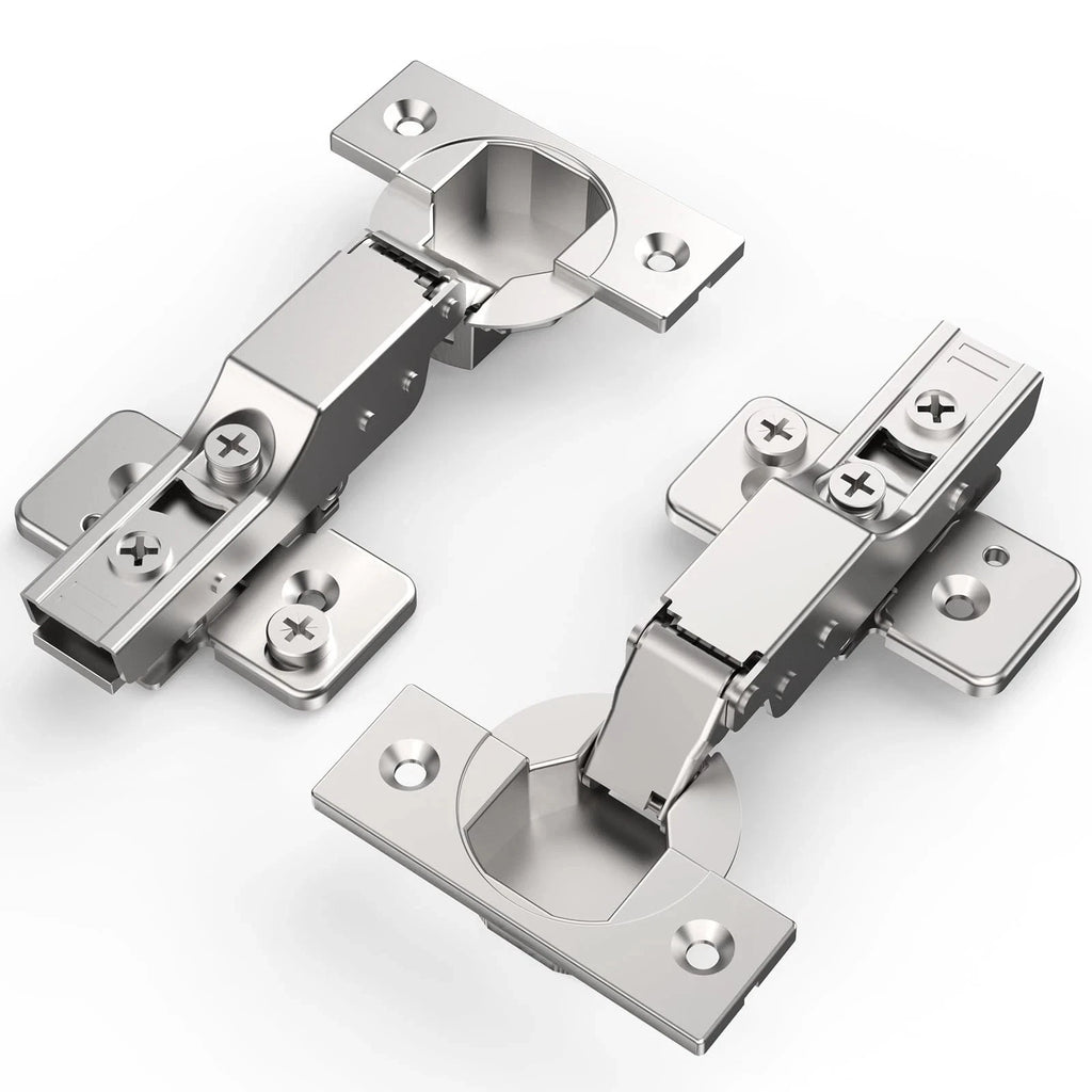 20 Pack Frameless Half Overlay Soft Close Concealed Hinges, Satin Nickel