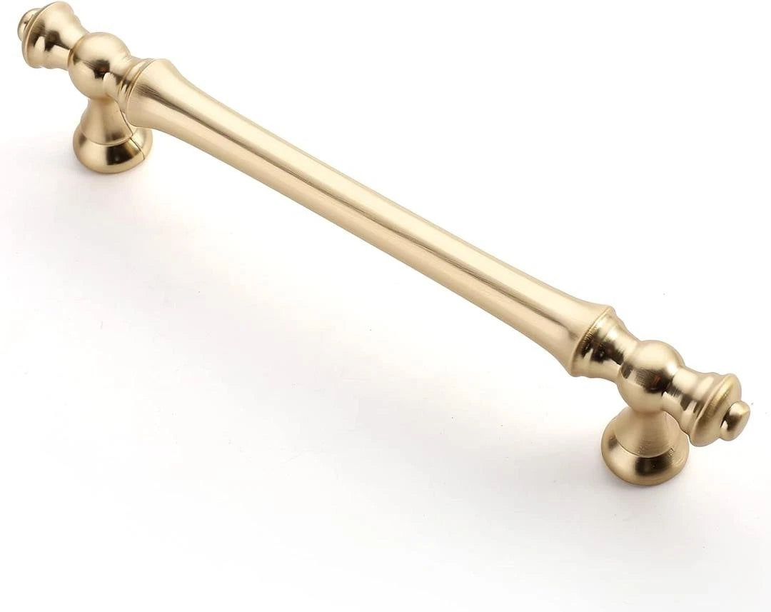 Asidrama 6 Pack 5 Inch(128mm) Brushed Brass Kitchen Cabinet Handles, Gold