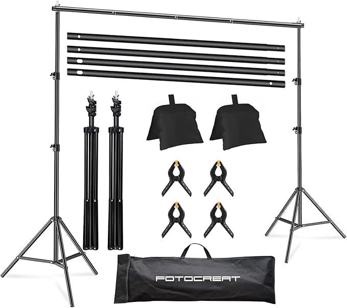 10x6.5ft Photo Backdrop Stand Kit, Heavy Duty Adjustable Photography Backdrop