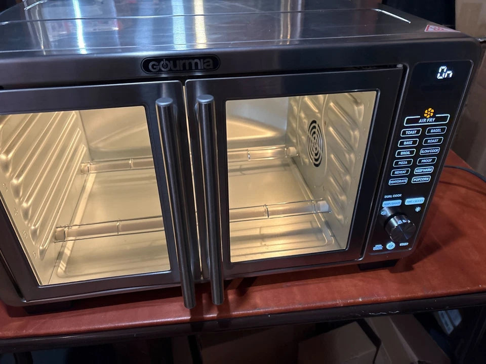 Gourmia XL Digital Countertop Oven with Air Fryer, French Doors, Temp Probe – Open Box
