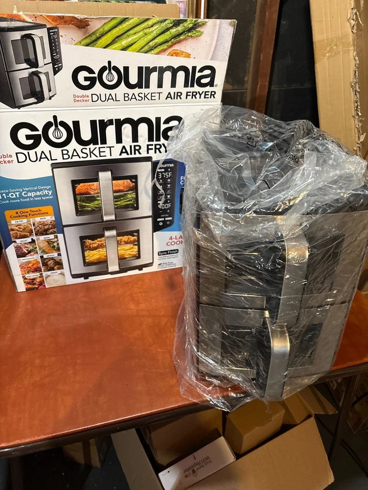 Gourmia Dual Basket Air Fryer, 11-Qt Double Decker Vertical Design – Open Box