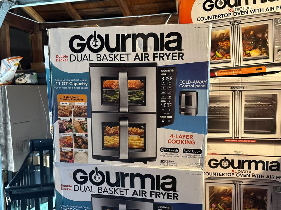 Gourmia Dual Basket Air Fryer, 11-Qt Double Decker Vertical Design – Open Box
