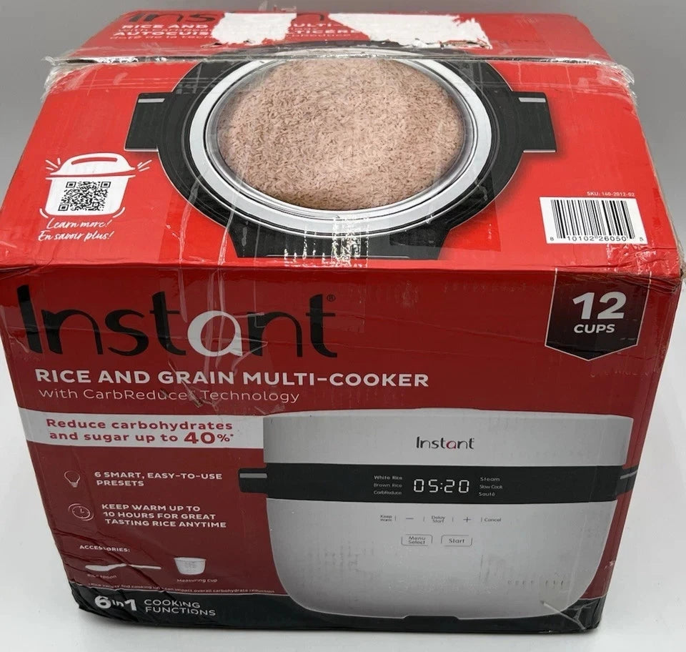 Instant Rice & Grain Multi-Cooker, 12-Cup, CarbReduce Technology – Open Box