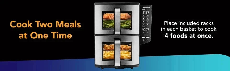 Gourmia Dual Basket Air Fryer, 11-Qt Double Decker Vertical Design – Open Box