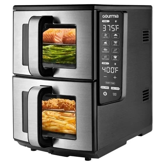Gourmia Dual Basket Air Fryer, 11-Qt Double Decker Vertical Design – Open Box