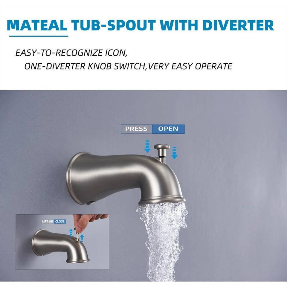 ELLO&ALLO 48-Spray Handheld Tub Shower Faucet w/ 5 in. Shower Head, Nickel