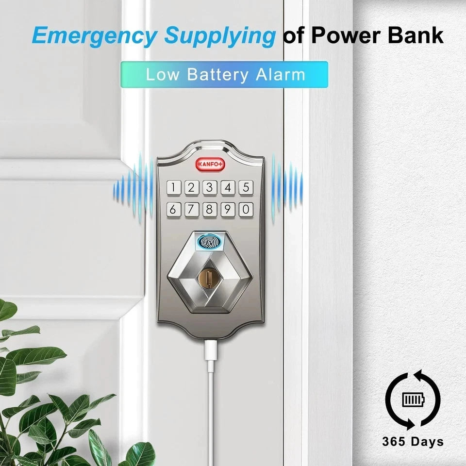 KS2 Fingerprint, Keyless Entry Deadbolt with Keypad, Electronic Deadbolt, Smart Locks for Front Door, with Code,Auto Lock,Easy Installation,Satin Nickel