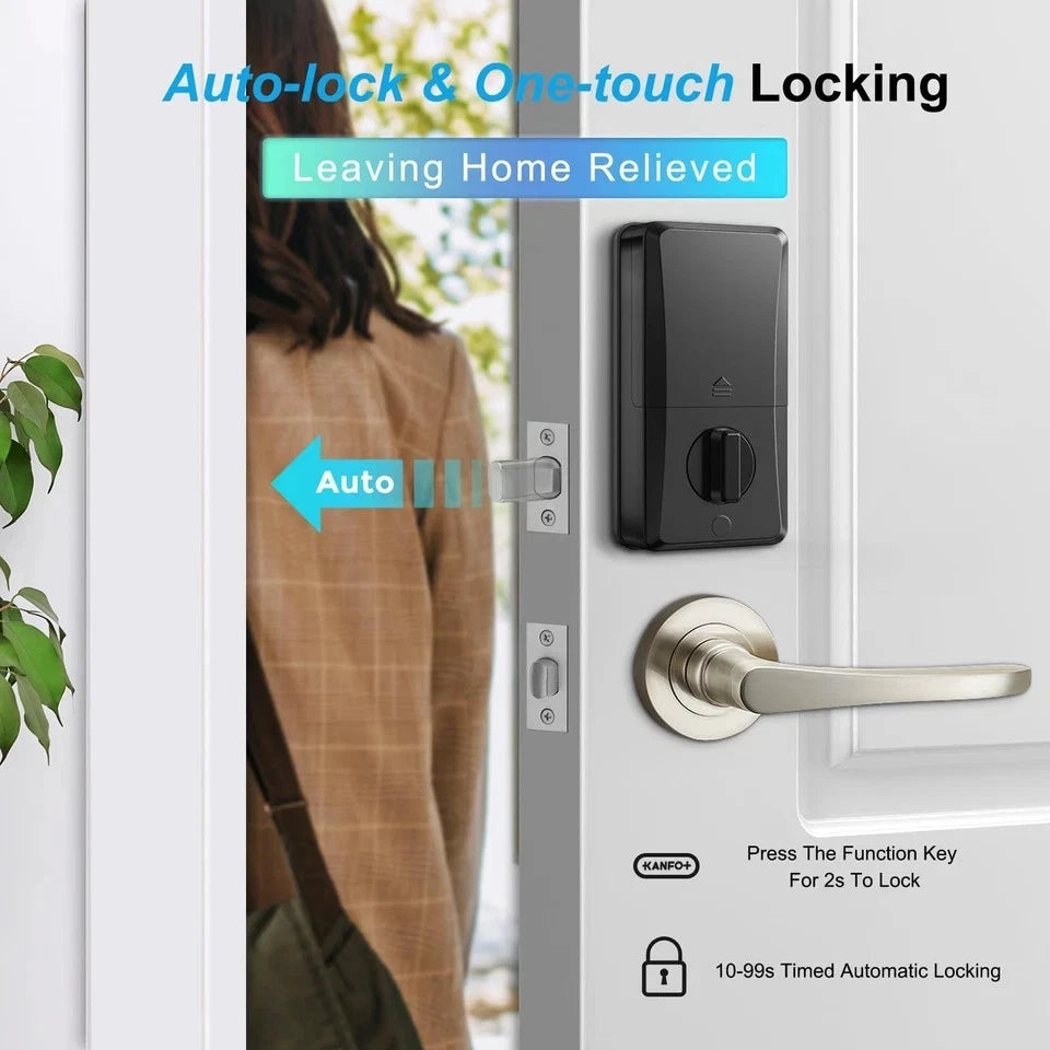 KS2 Fingerprint, Keyless Entry Deadbolt with Keypad, Electronic Deadbolt, Smart Locks for Front Door, with Code,Auto Lock,Easy Installation,Satin Nickel