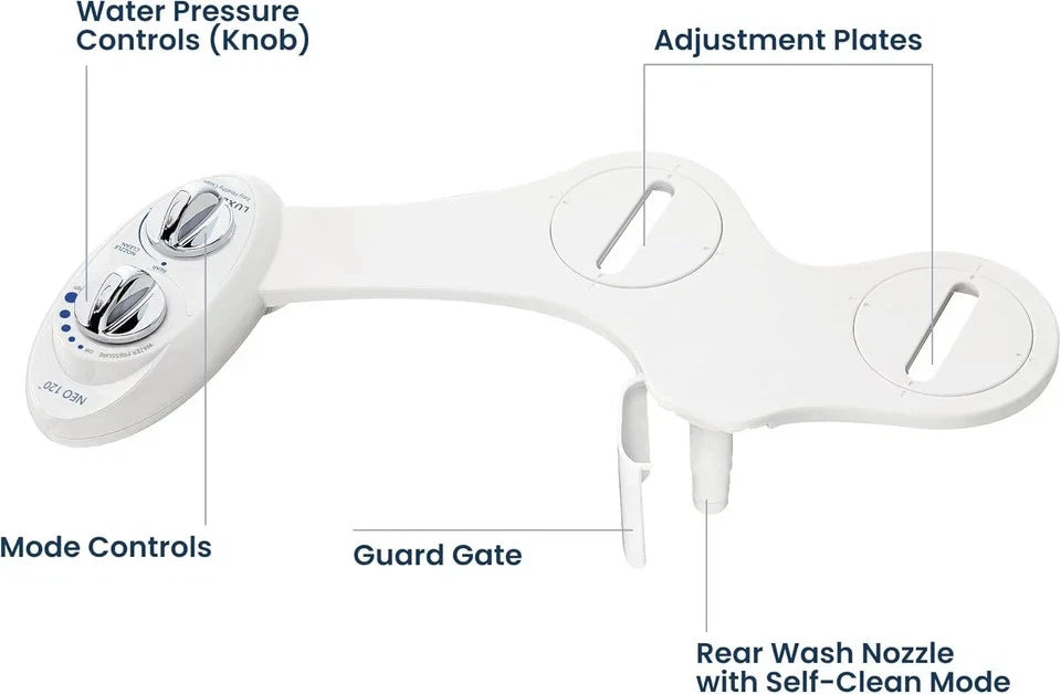 LUXE Bidet NEO 120 Single Nozzle, Self-Cleaning, Non-Electric Bidet Attachment