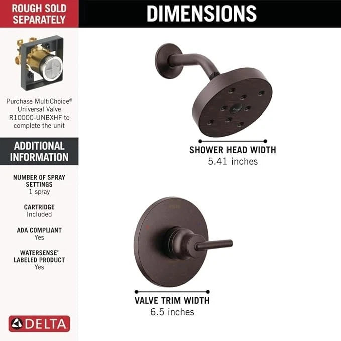 Delta Faucet Trinsic 14 Series Single-Function Shower Trim Kit with Single-Spray