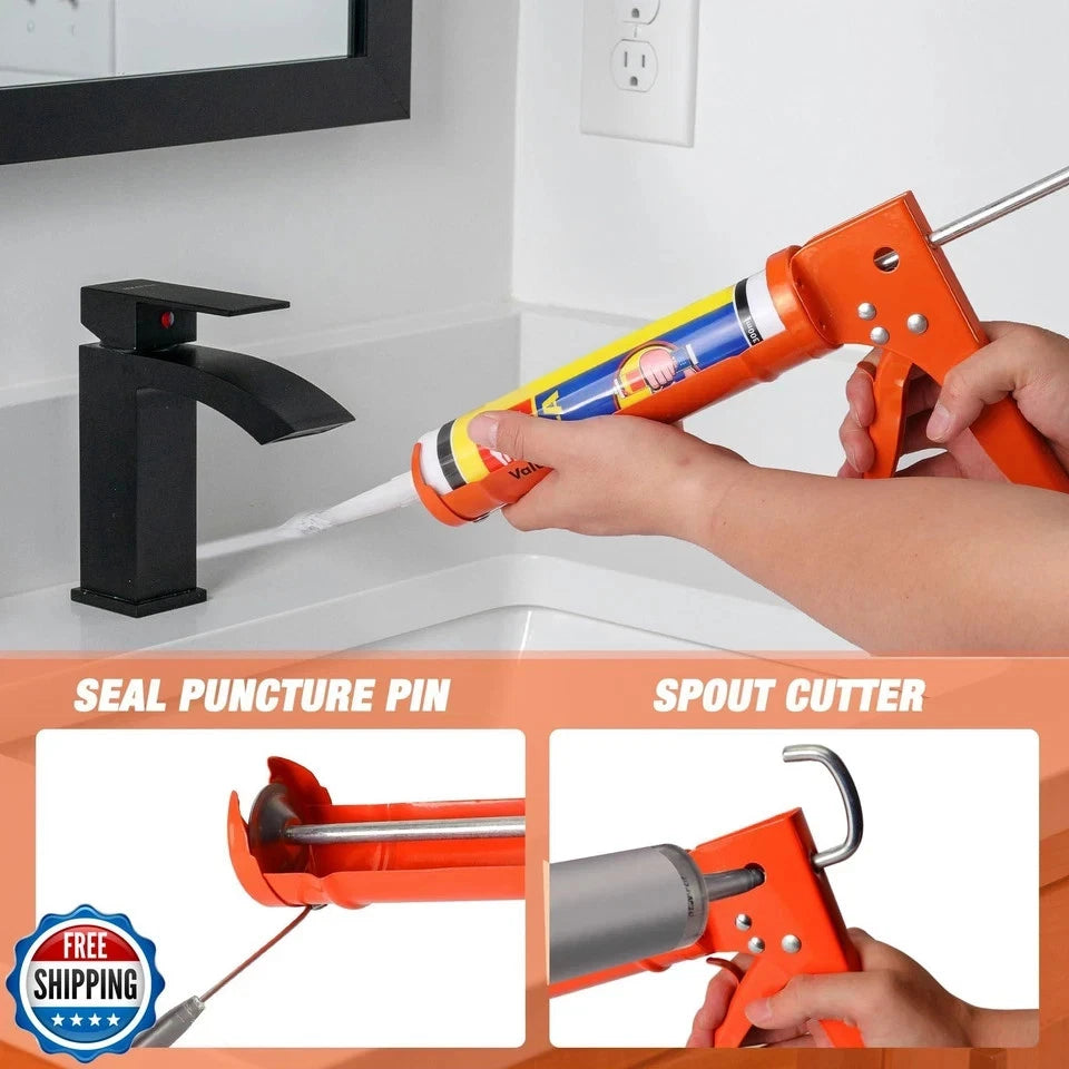 ValueMax Caulk Gun and Caulk Scraper Kit, 10OZ Smooth Silicone Caulking Gun w