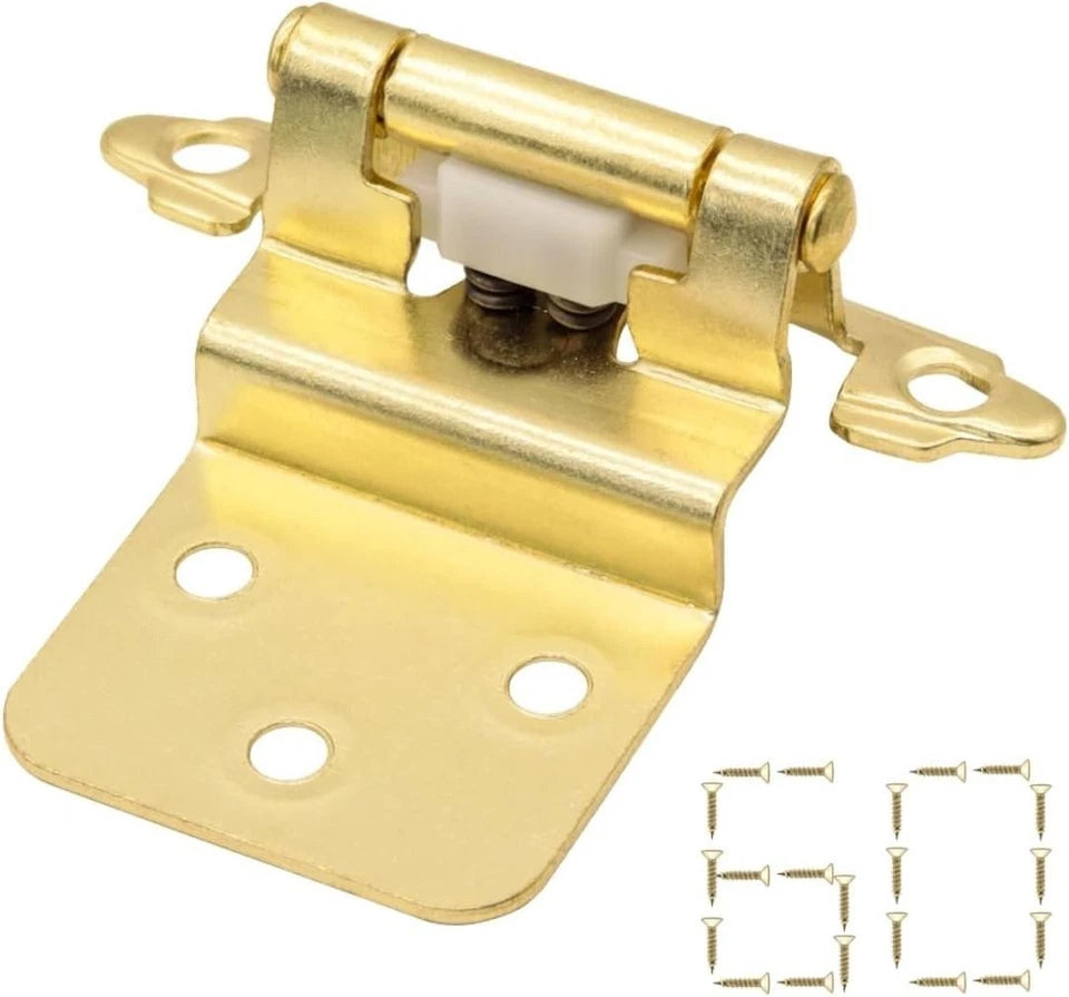 60 Packs (30 Pairs) 3/8" Inset Gold Cabinet Hinge,Self Closing Hinges