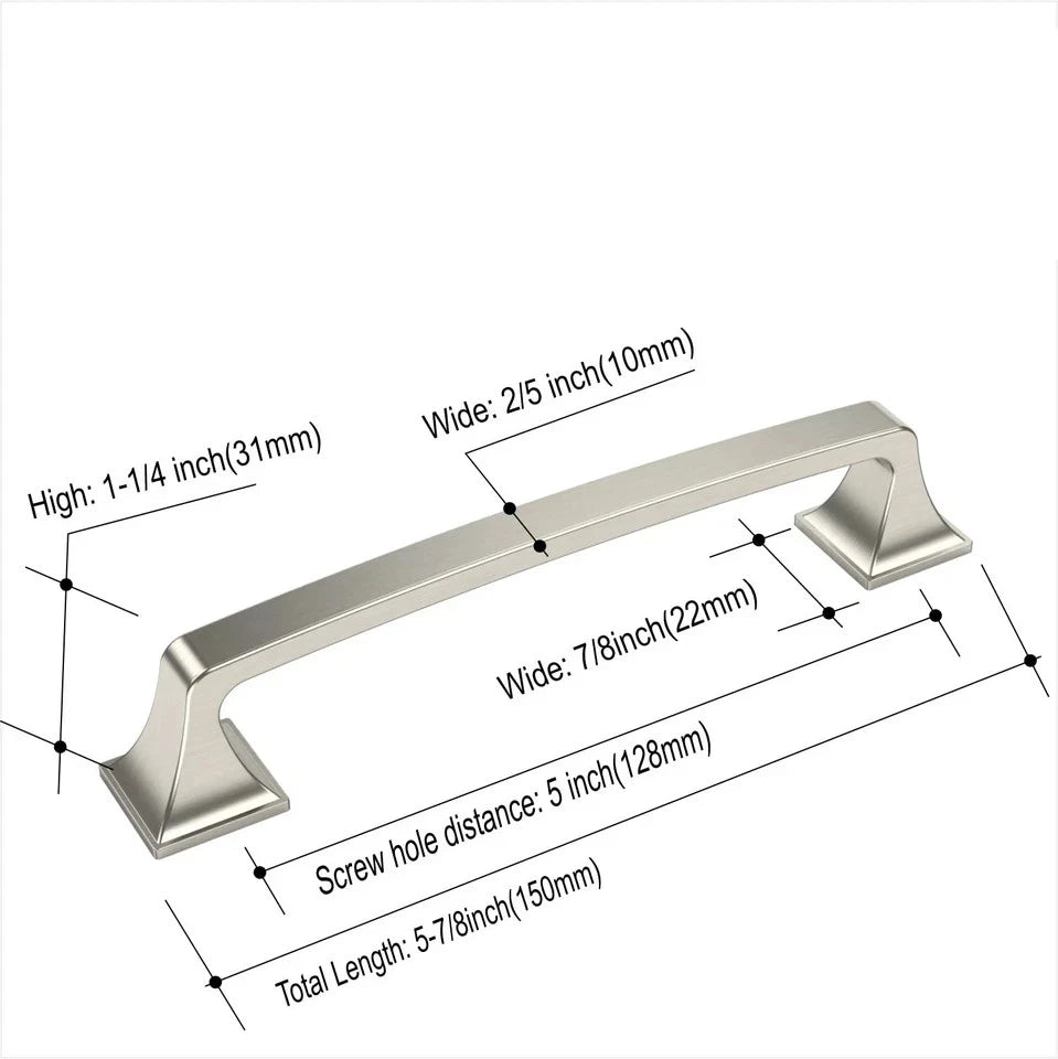 Amerdeco 6 Pack Brushed Satin Nickel 5 Inch 128mm Hole Centers Kitchen Cabine...
