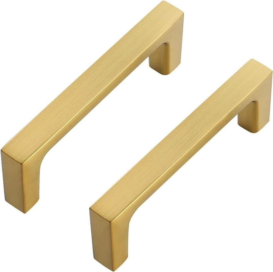 Ravinte 20 Pack Solid 3 Inch Kitchen Square Cabinet Handles Brushed Brass Cabine