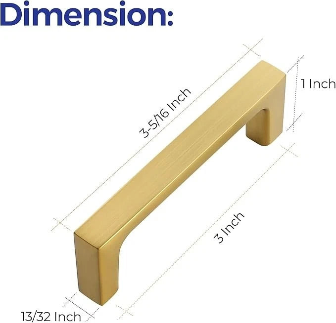 Ravinte 20 Pack Solid 3 Inch Kitchen Square Cabinet Handles Brushed Brass Cabine