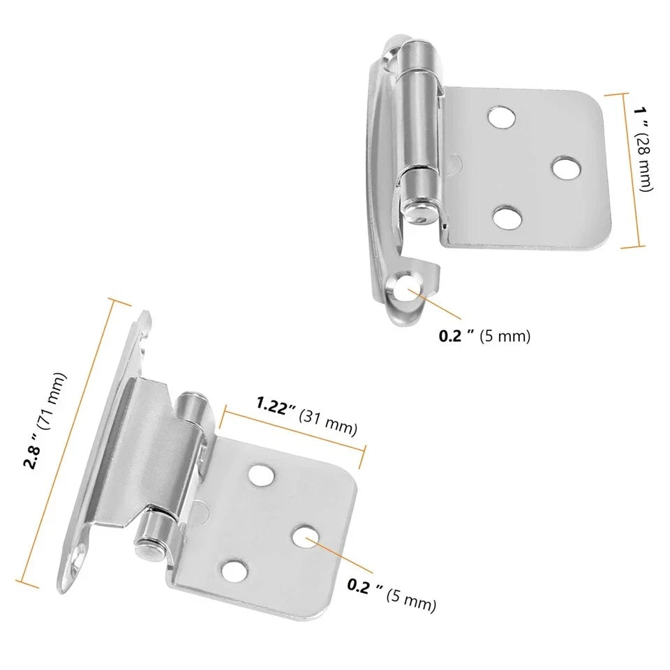 40 Pack 1/2 Inch Overlay Cabinet Hinges, Satin Nickel Cabinet Door Hinges