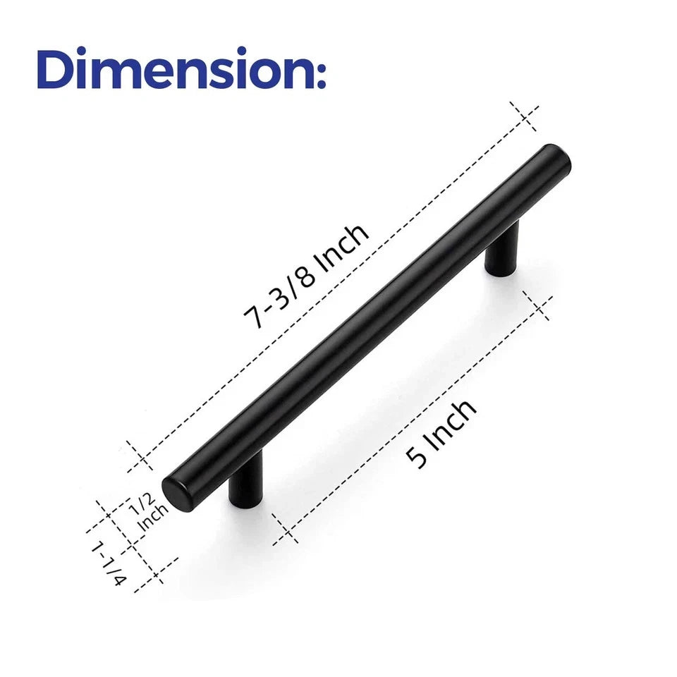 24 Pack 7.38" Cabinet Pulls Matte Black Stainless Steel Kitchen Cupboard Hand