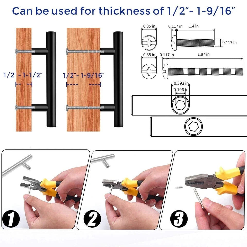 24 Pack 7.38" Cabinet Pulls Matte Black Stainless Steel Kitchen Cupboard Hand