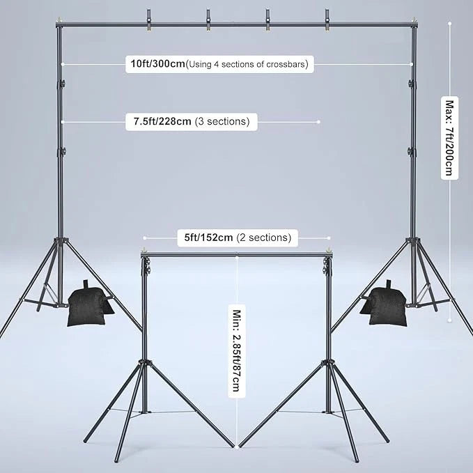 10x6.5ft Photo Backdrop Stand Kit, Heavy Duty Adjustable Photography Backdrop