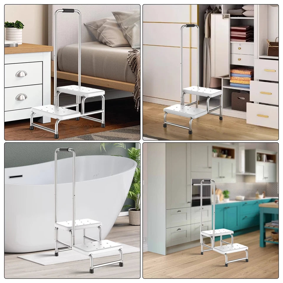 2-Step Stool with Handle for Elderly