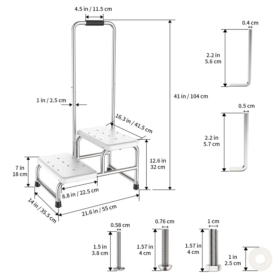 2-Step Stool with Handle for Elderly