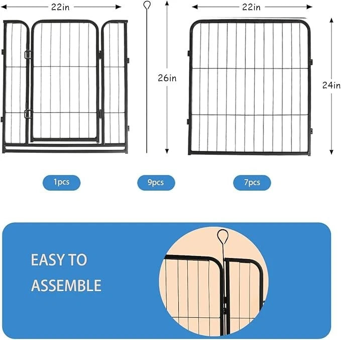 Dog Playpen,24 in(H) 7 Panels 1 Gate Pet Fence