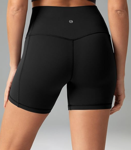 Colorfulkoala Dreamlux No Front Seam High Waist Biker Shorts with Pockets for Women 6" Inseam Tummy Control Yoga Short (Large, Black)